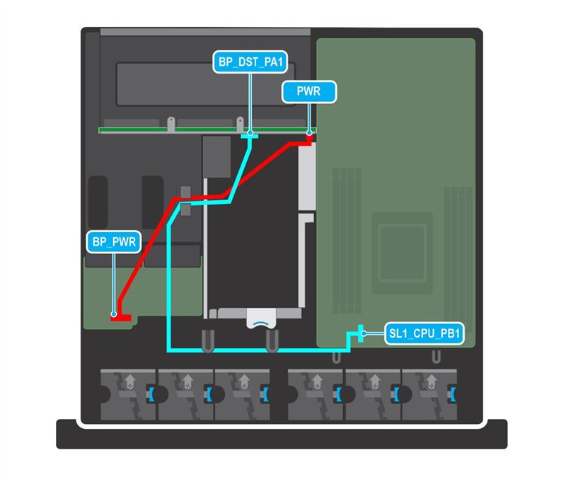 NVMe cable connector with 6 x 2.5-inch backplane cabling image