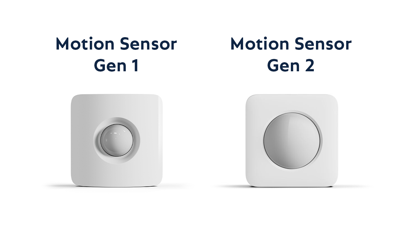 The Motion Sensor Gen 1 and Motion Sensor Gen 2 side by side.