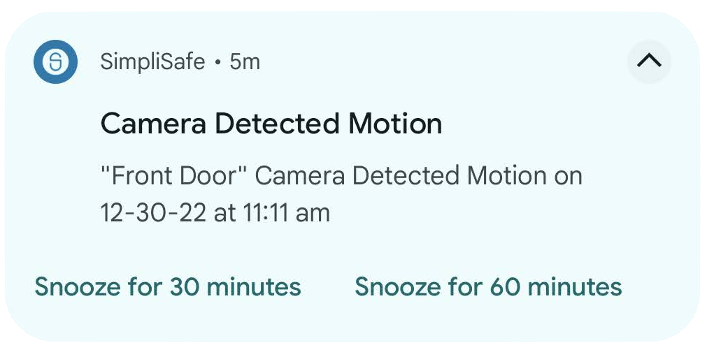 Android snooze notification with Snooze for 30 minute and Snooze for 60 minutes options