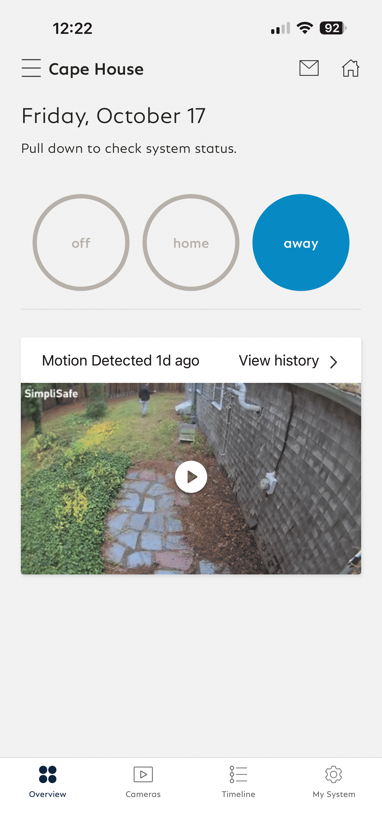 Photo Capture Feature - SimpliSafe Mobile App A gif navigating to a Motion Event within the SimpliSafe® Mobile App, then tapping on the camera icon to take a snapshot of a video